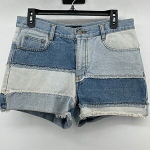 No Boundaries Denim Shorts Womens Junior 11 Blue Good Patchwork Colorblock